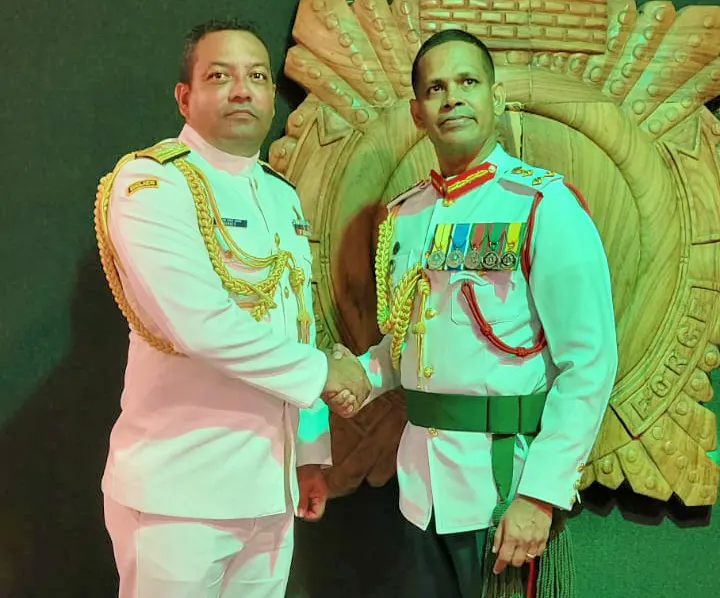 Admiral Elton Bennett and Guayana Defence Force Commandant Omar Khan